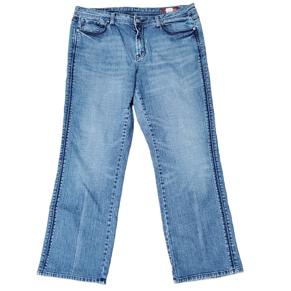 Seven7 Y2K Straight Leg Jeans Womens 20x31 Denim Medium Wash Embroidered Pockets